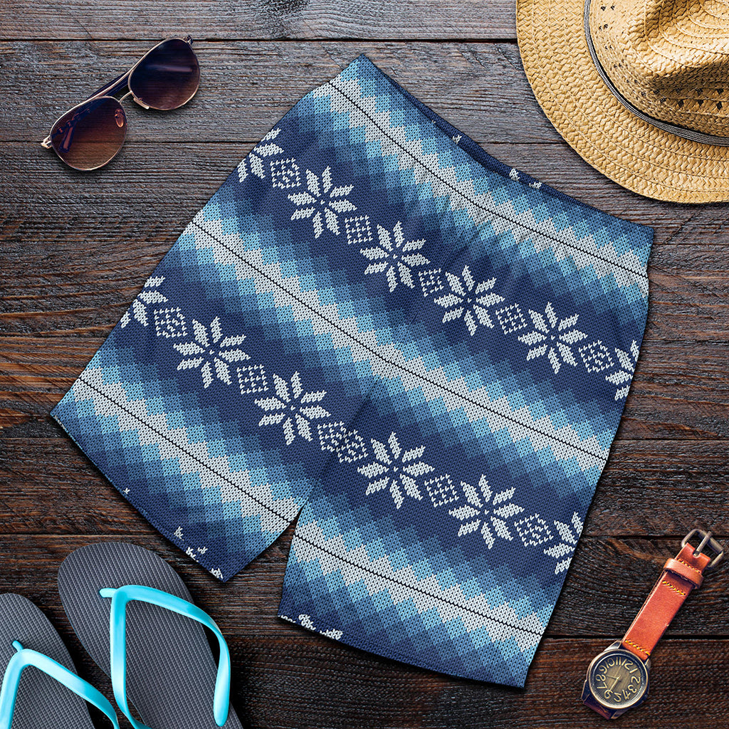 Snow Flower Knitted Pattern Print Men's Shorts