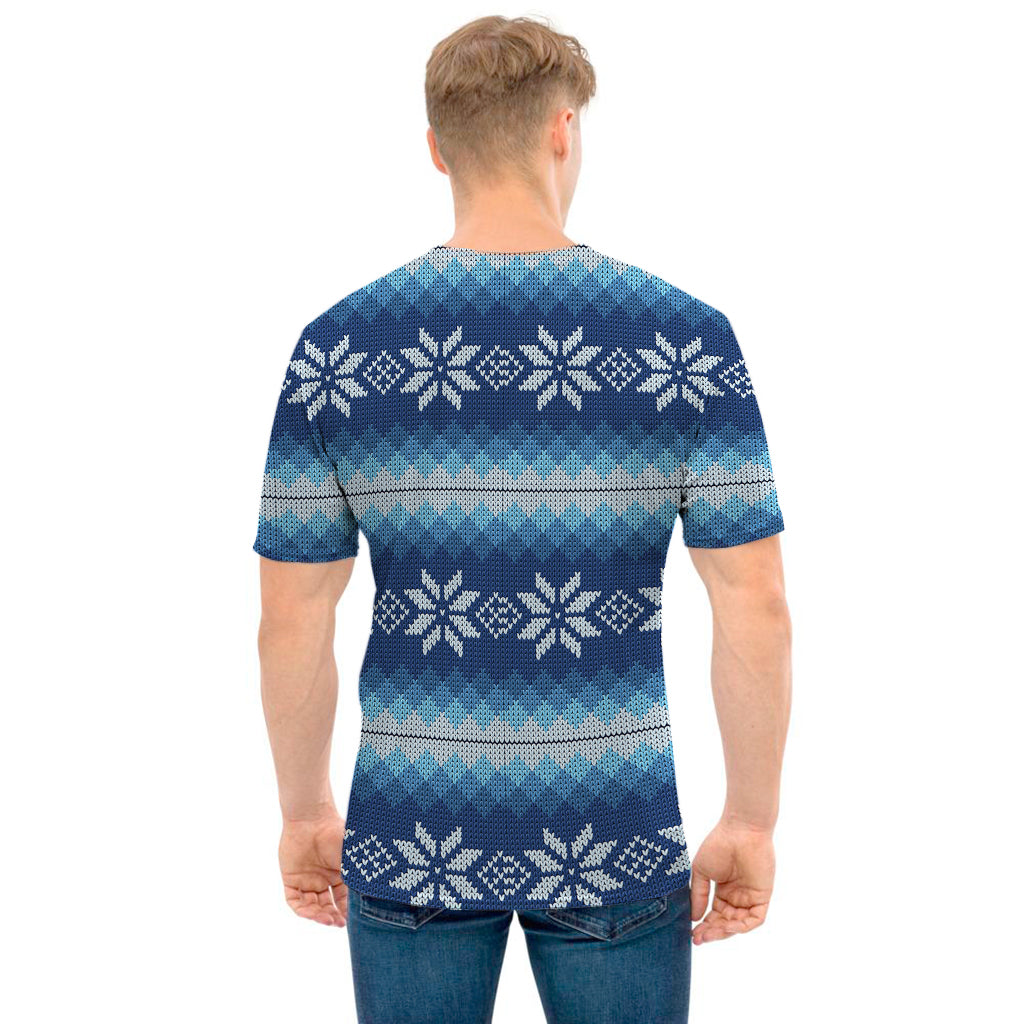 Snow Flower Knitted Pattern Print Men's T-Shirt