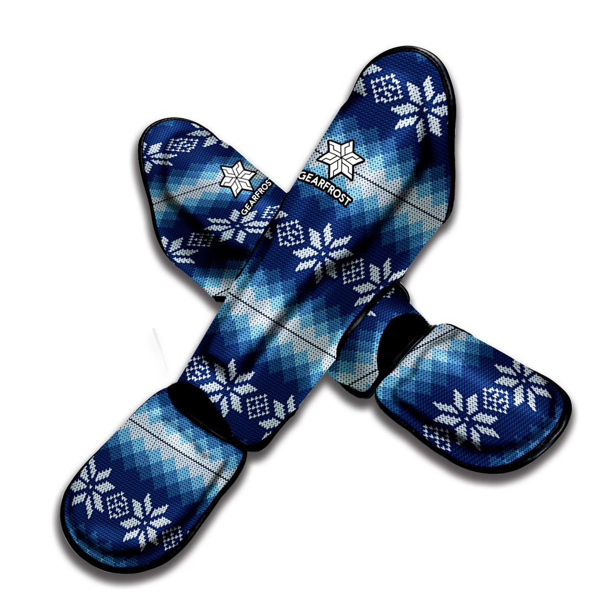 Snow Flower Knitted Pattern Print Muay Thai Shin Guard