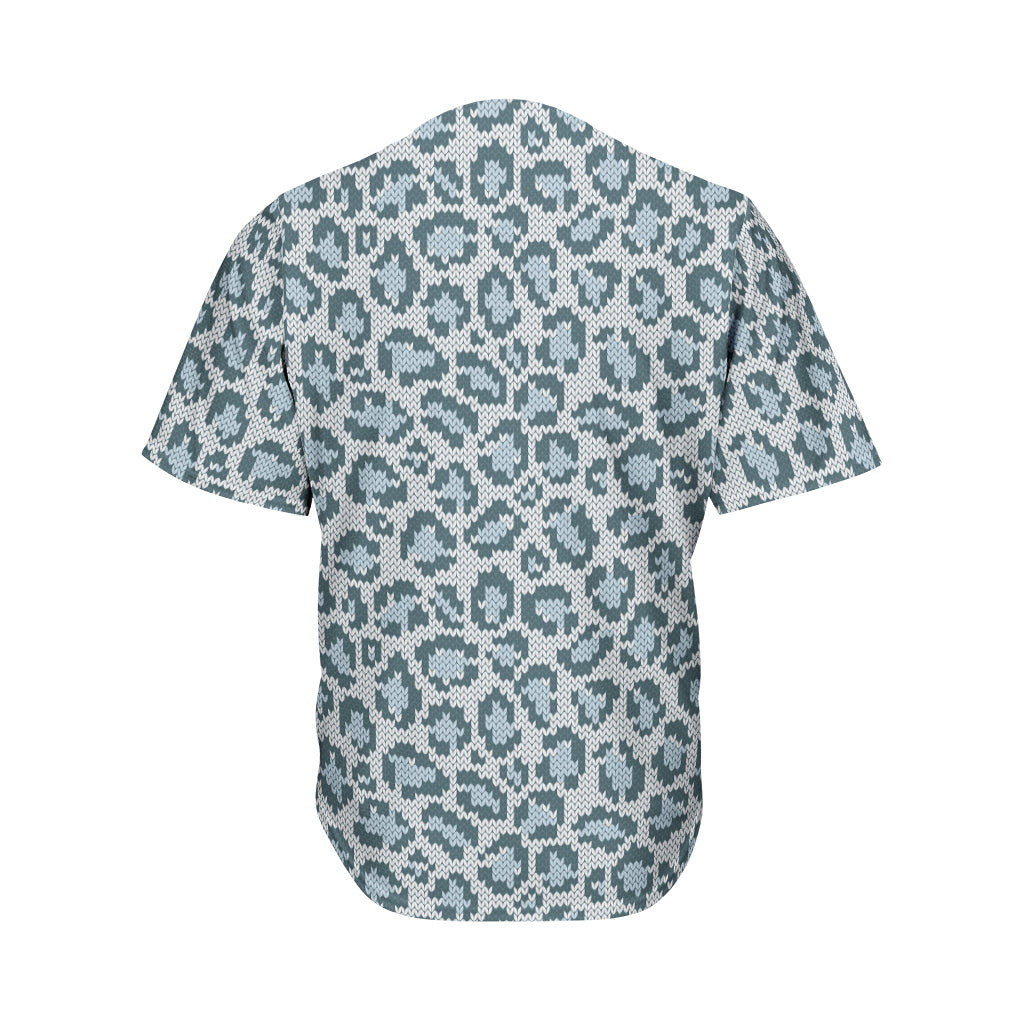 Snow Leopard Knitted Pattern Print Men's Baseball Jersey