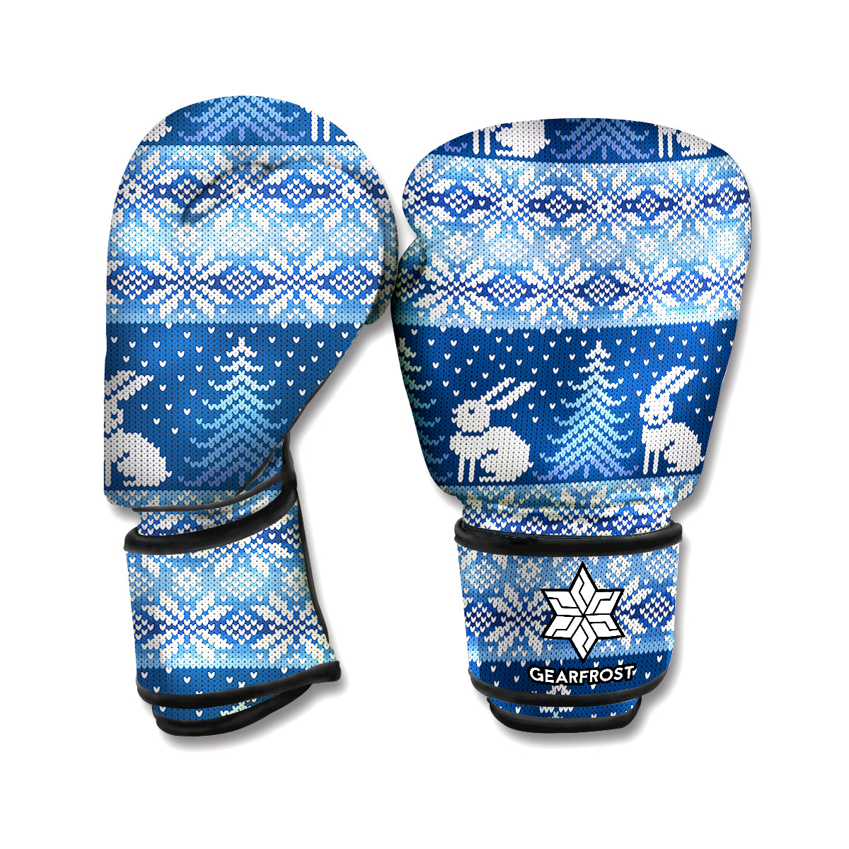 Snow Rabbit Knitted Pattern Print Boxing Gloves