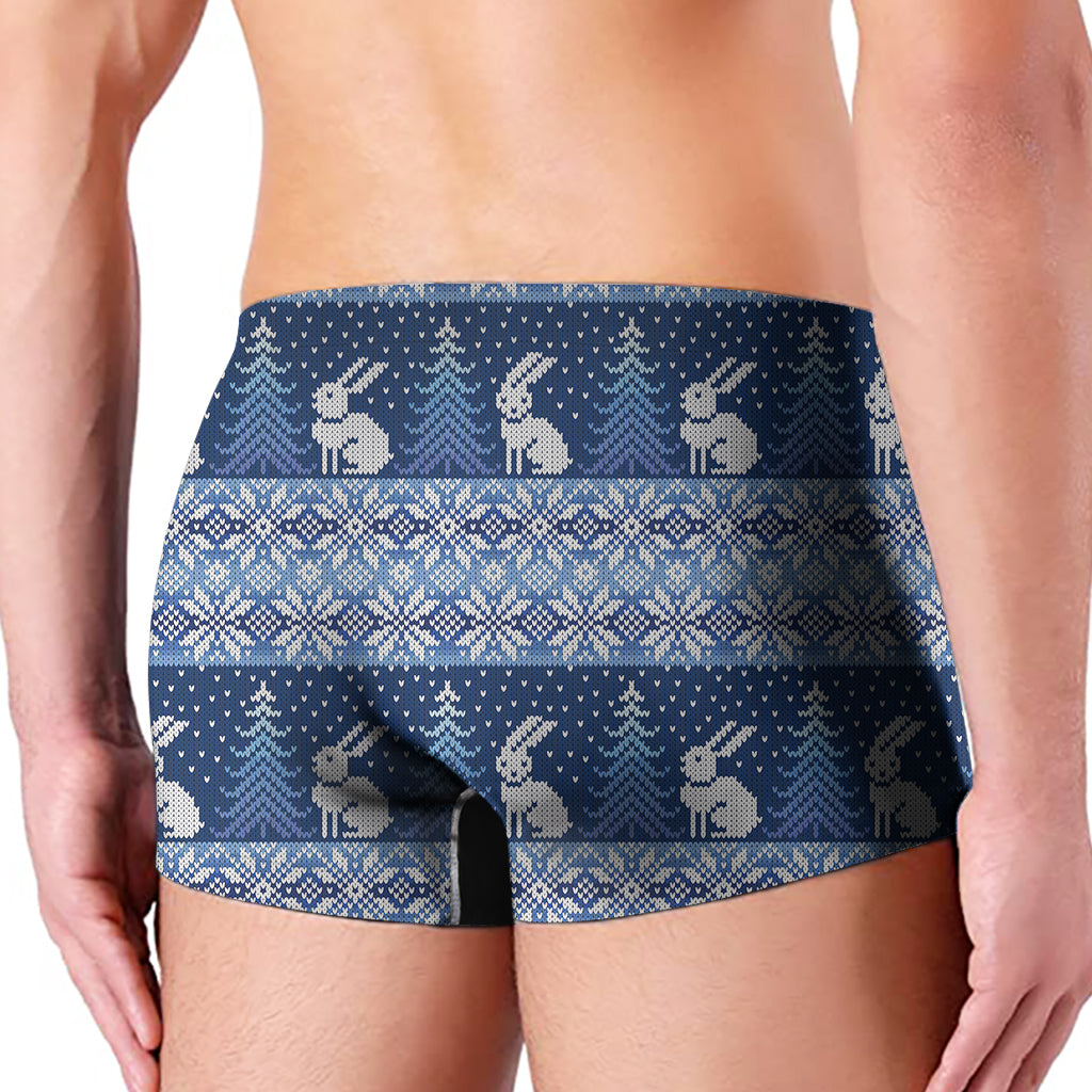 Snow Rabbit Knitted Pattern Print Men's Boxer Briefs