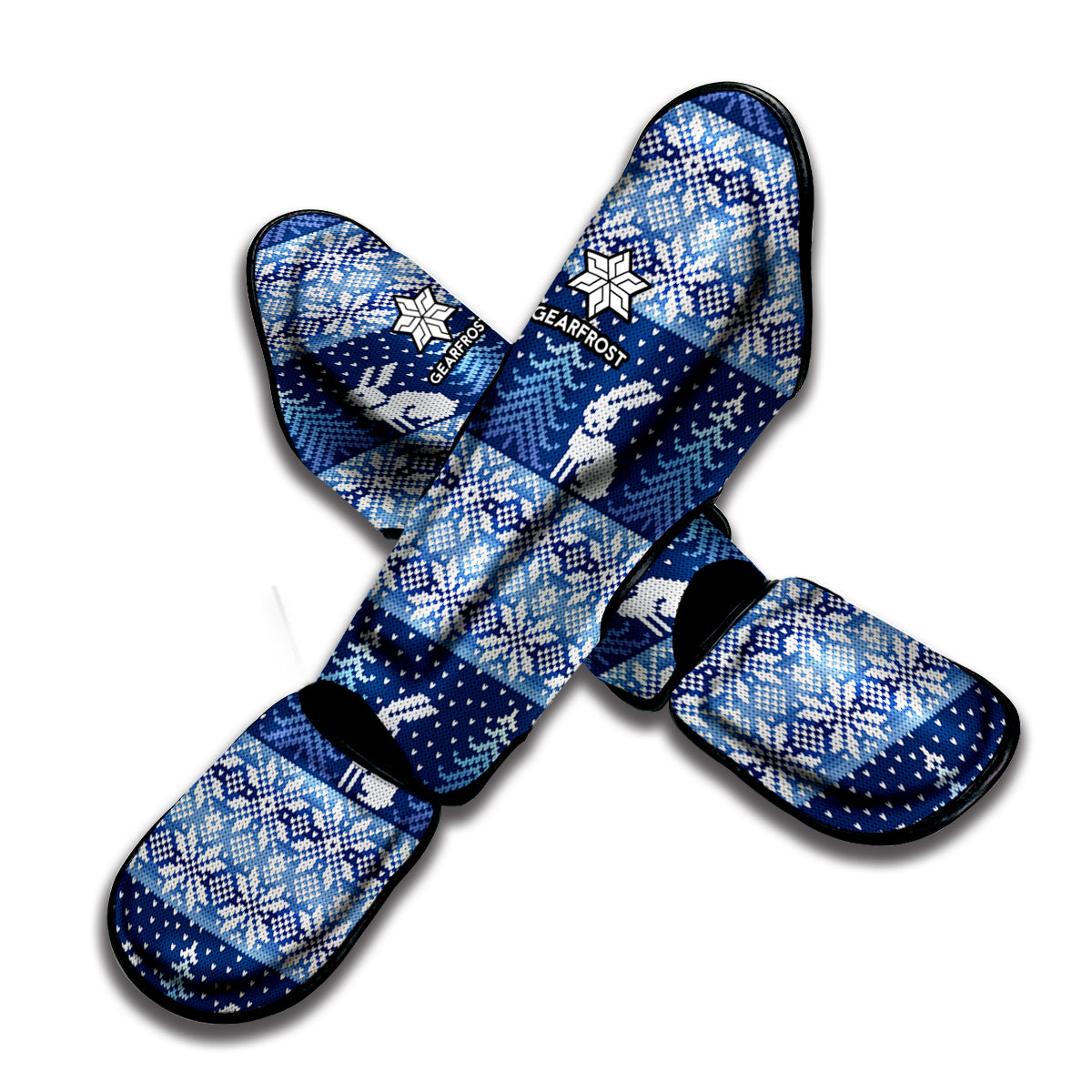 Snow Rabbit Knitted Pattern Print Muay Thai Shin Guard