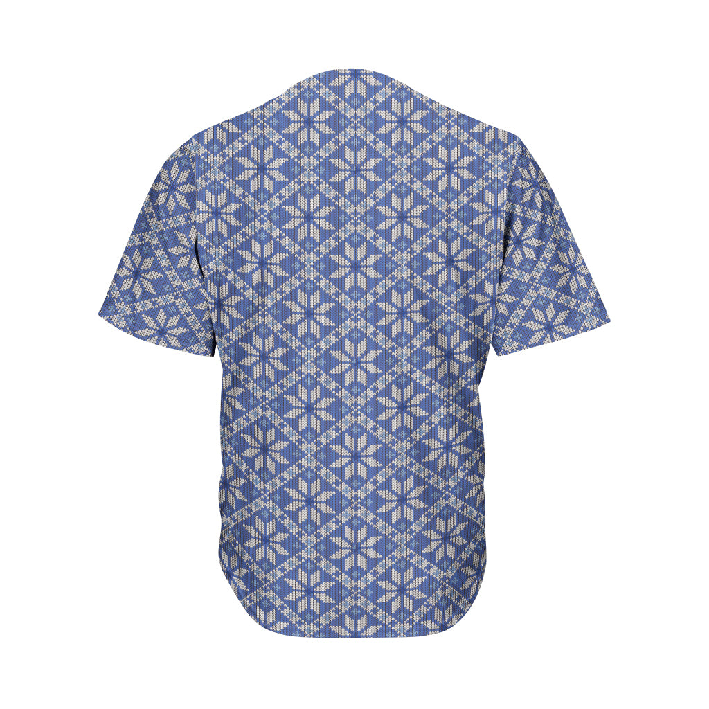 Snowflakes Knitted Pattern Print Men's Baseball Jersey