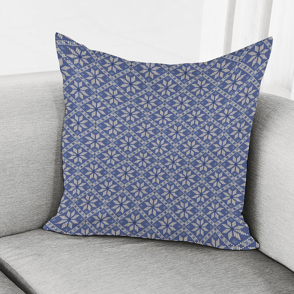 Snowflakes Knitted Pattern Print Pillow Cover