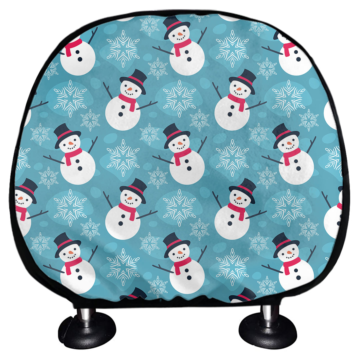 Snowman And Snowflake Pattern Print Car Headrest Covers
