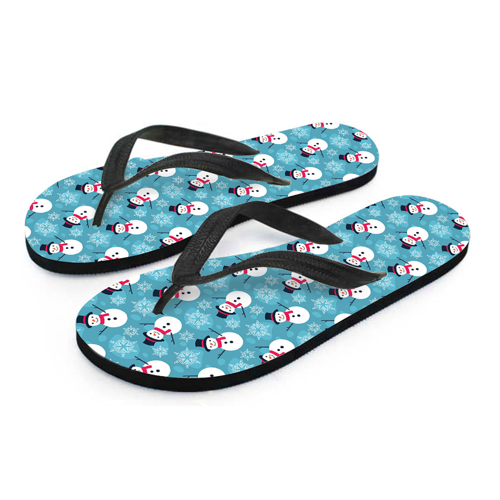 Snowman And Snowflake Pattern Print Flip Flops
