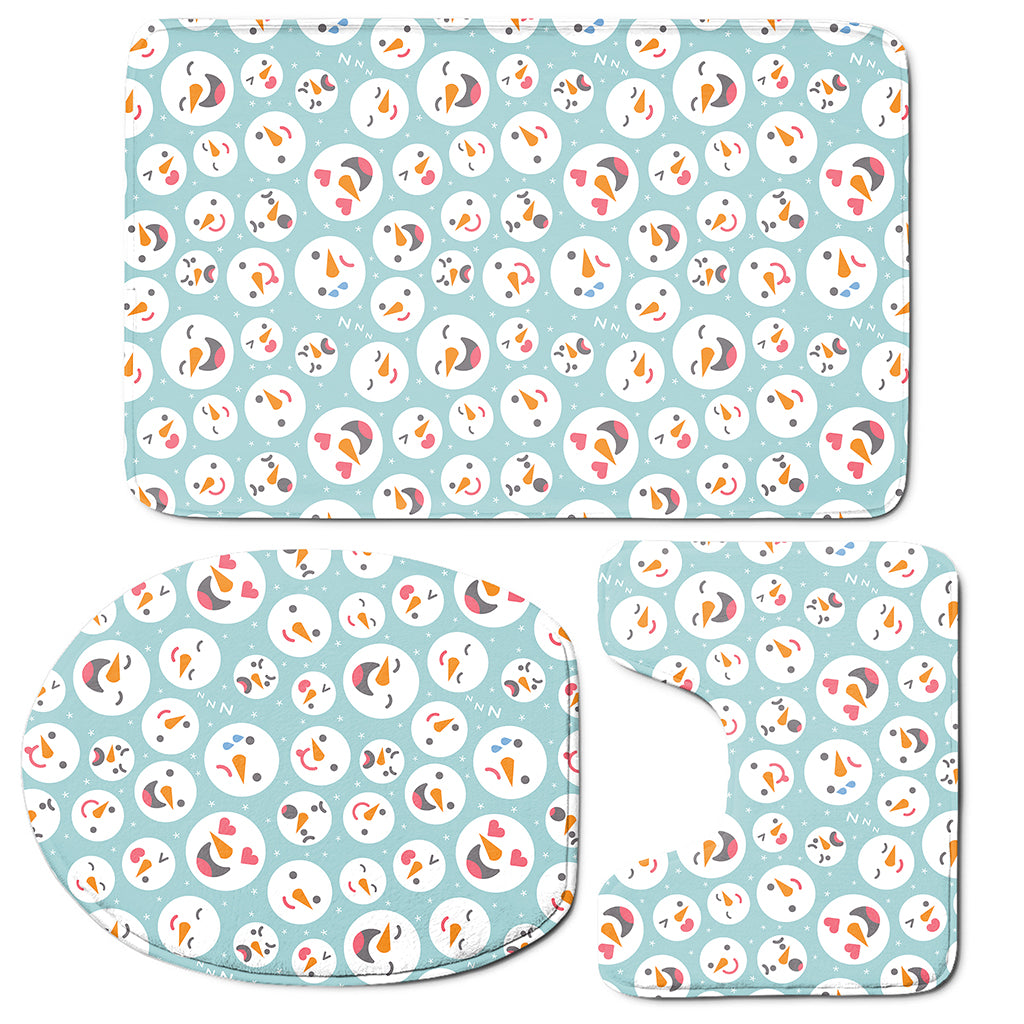Snowman Emoji Pattern Print 3 Piece Bath Mat Set