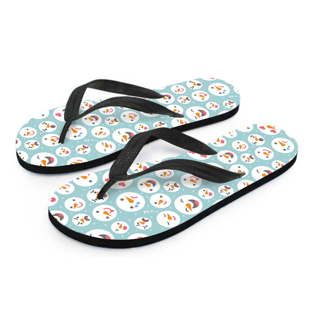 Snowman Emoji Pattern Print Flip Flops