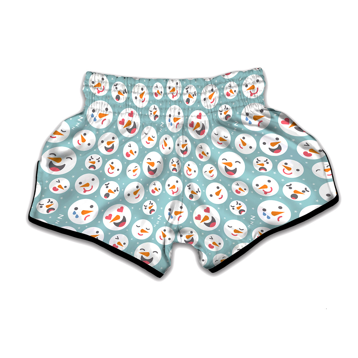 Snowman Emoji Pattern Print Muay Thai Boxing Shorts