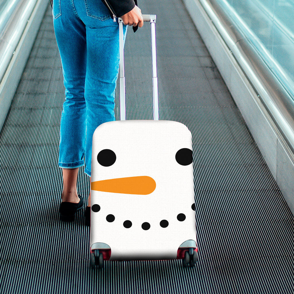 Snowman Face Print Luggage Cover