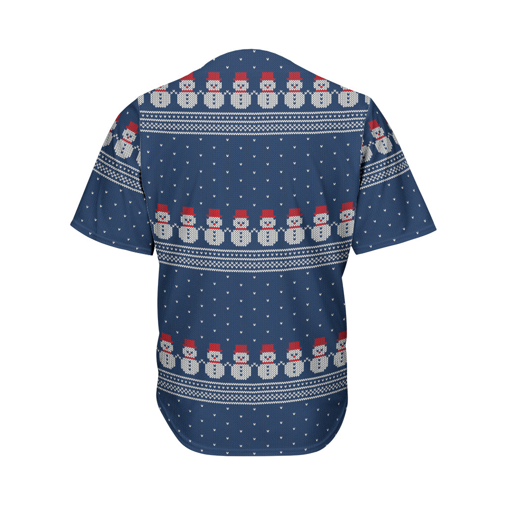 Snowman Knitted Pattern Print Men's Baseball Jersey