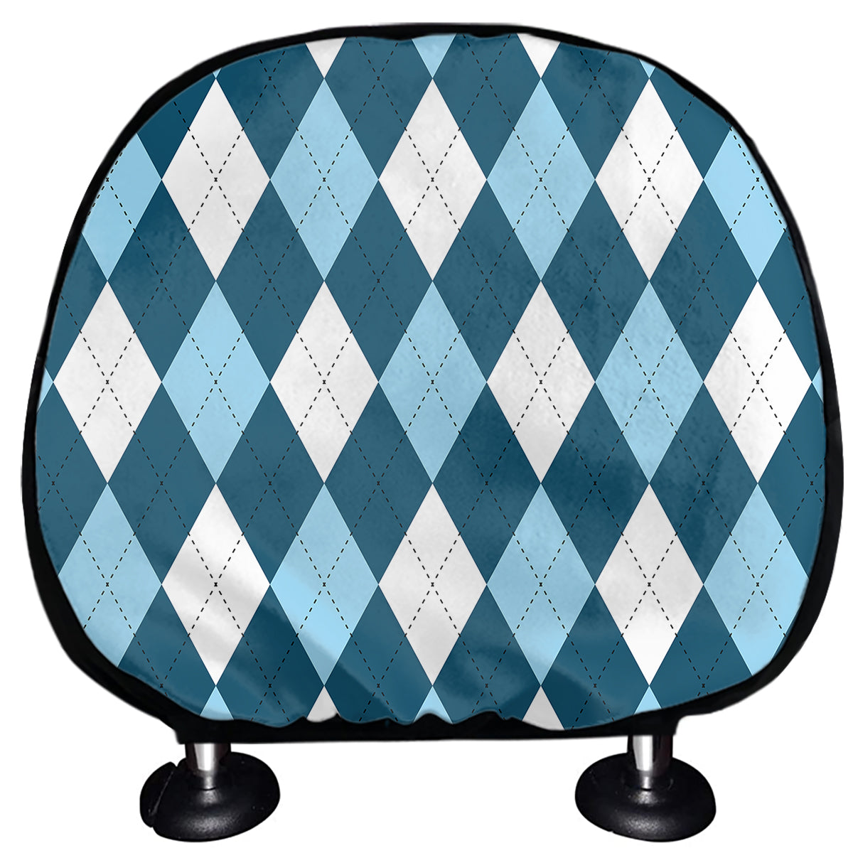 Soft Blue Argyle Pattern Print Car Headrest Covers