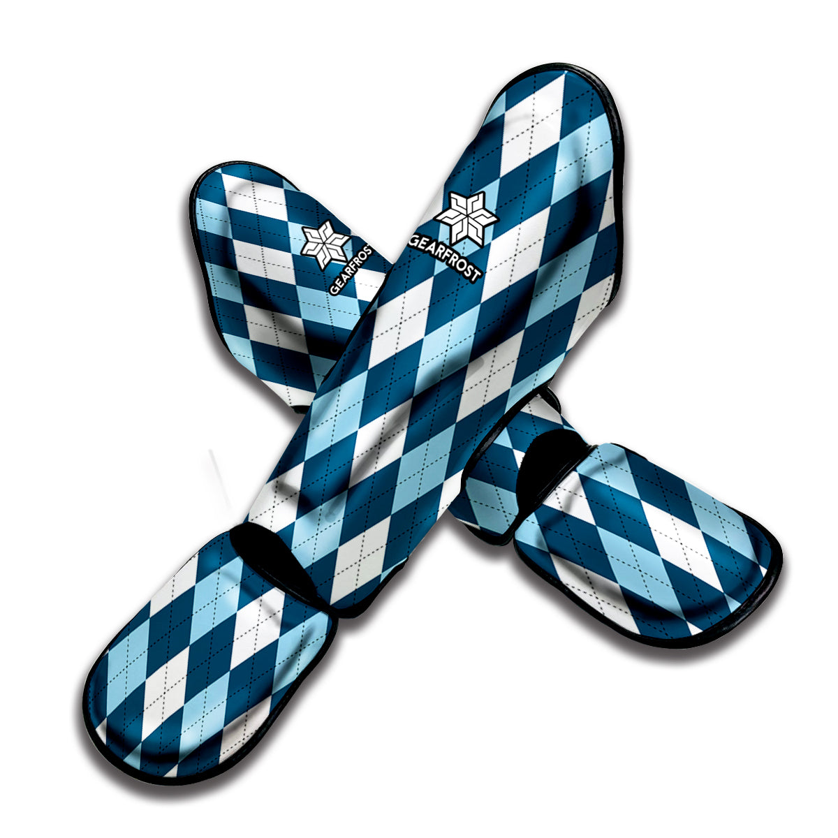 Soft Blue Argyle Pattern Print Muay Thai Shin Guard