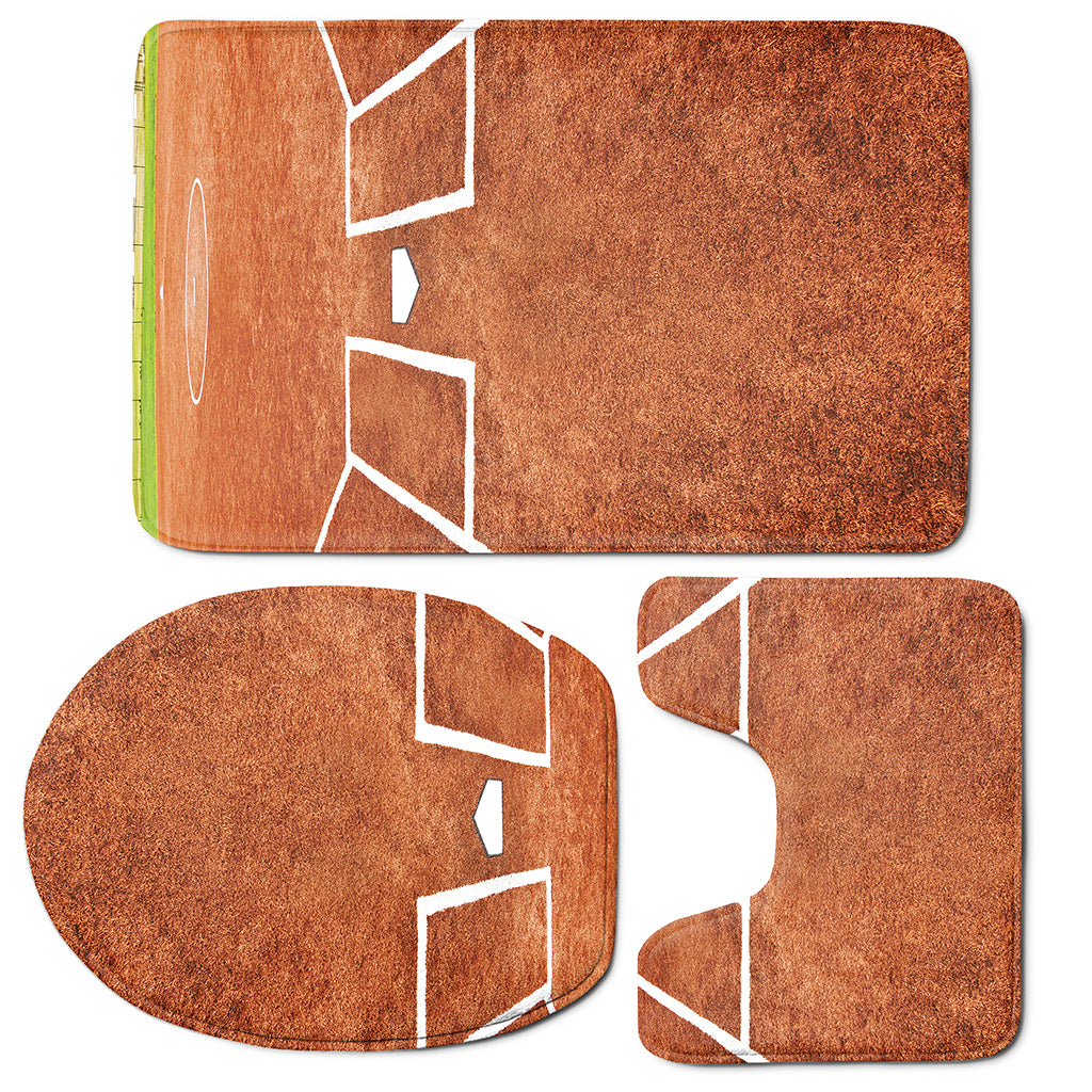 Softball Playing Field Print 3 Piece Bath Mat Set