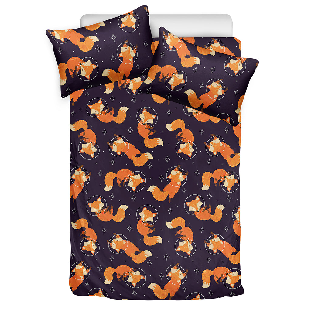 Space Fox Pattern Print Duvet Cover Bedding Set