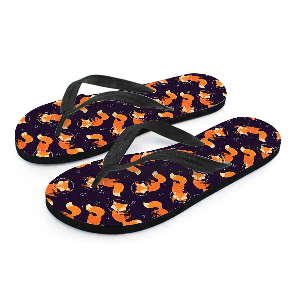 Space Fox Pattern Print Flip Flops
