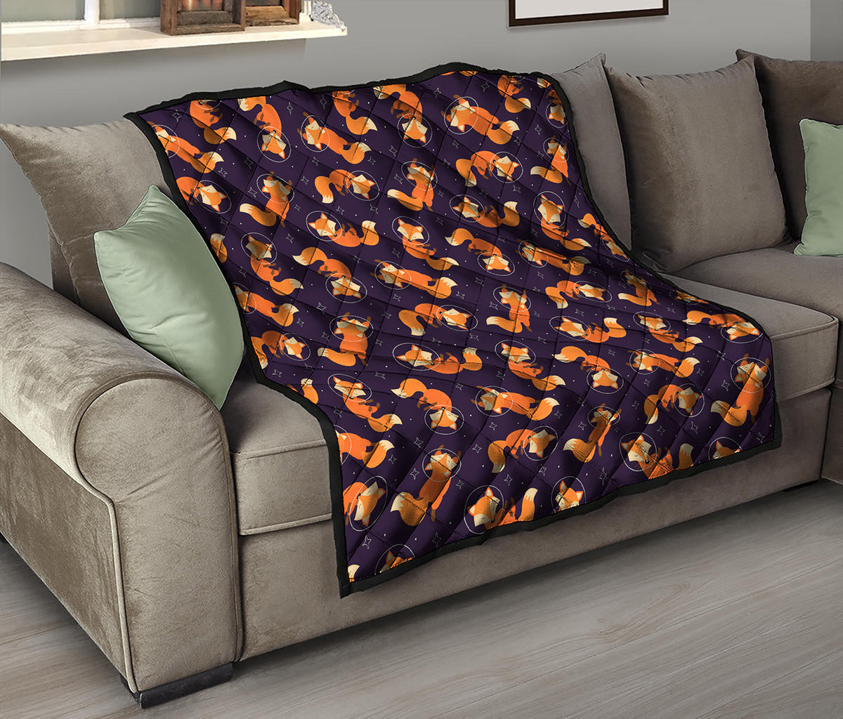 Space Fox Pattern Print Quilt