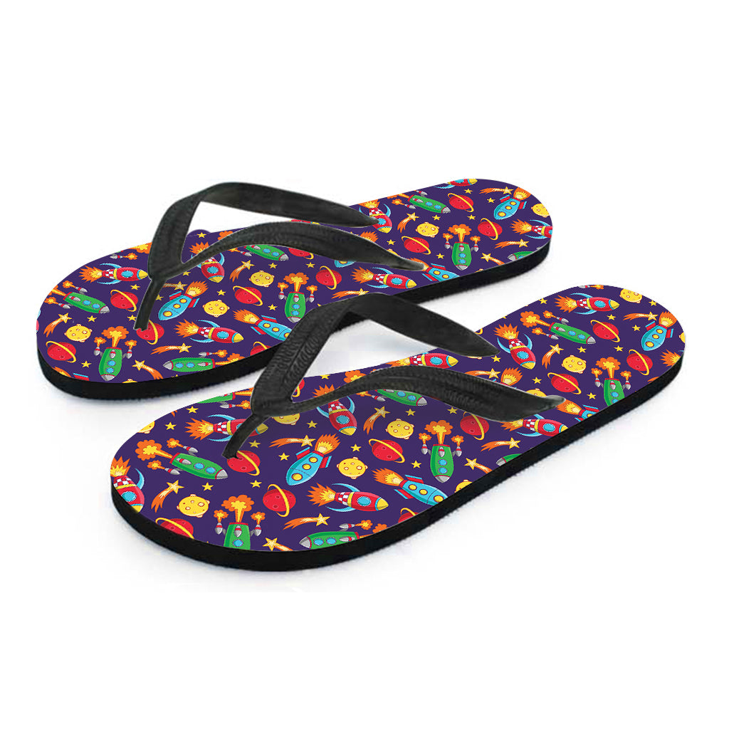 Space Rockets Pattern Print Flip Flops