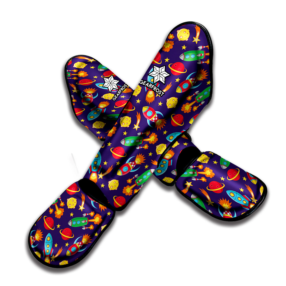 Space Rockets Pattern Print Muay Thai Shin Guard