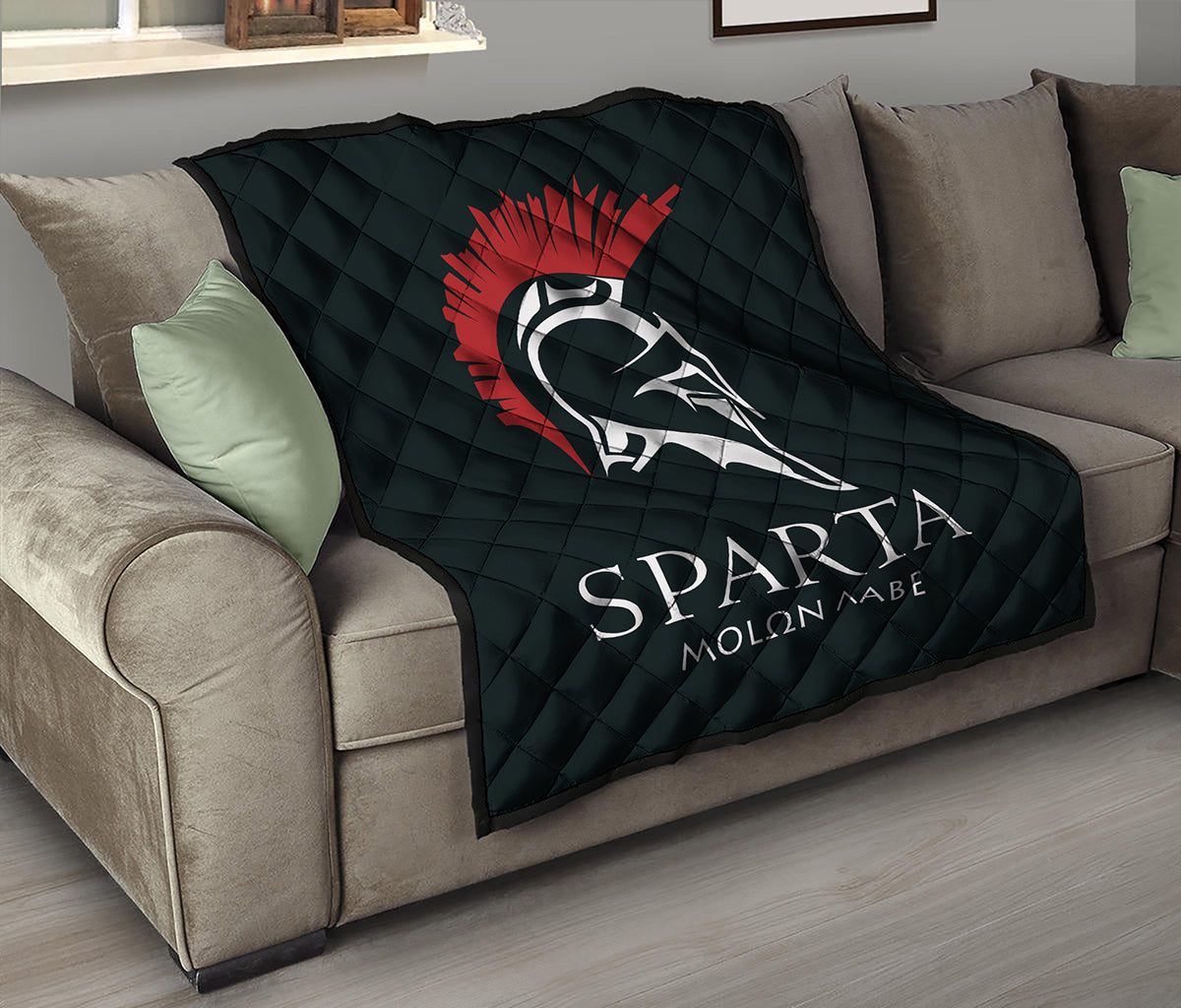 Spartan Molon Labe Print Quilt
