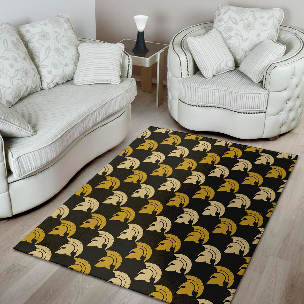 Spartan Warrior Helmet Pattern Print Area Rug