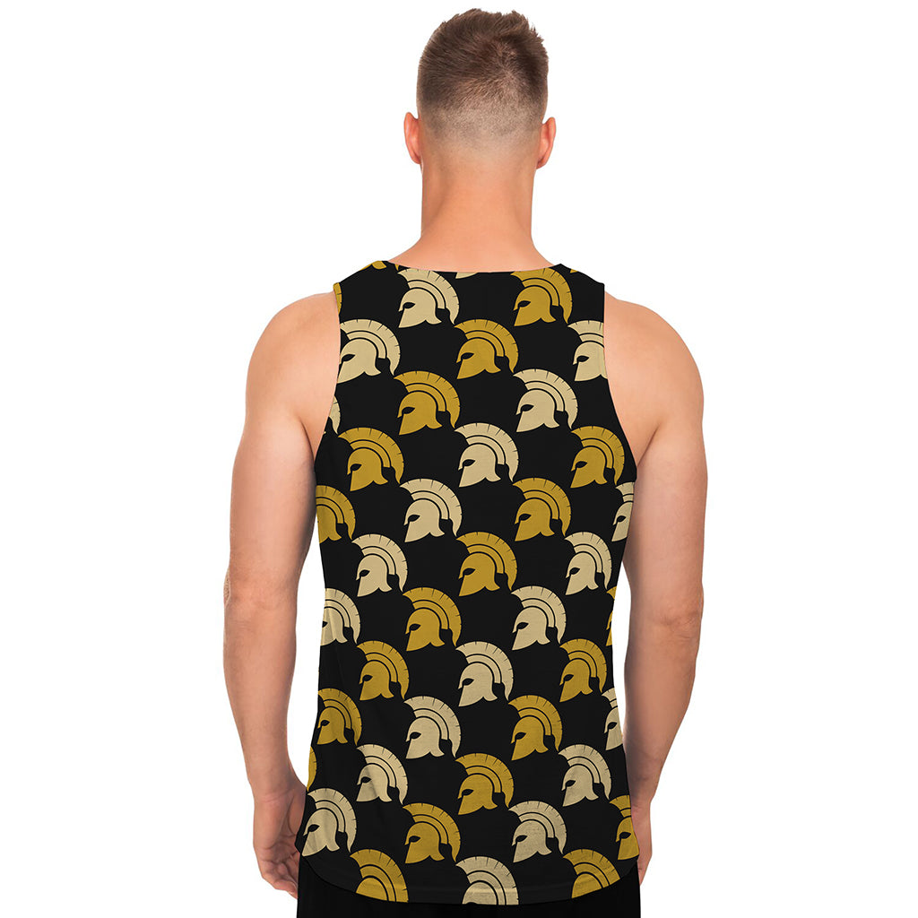 Spartan Warrior Helmet Pattern Print Men's Tank Top
