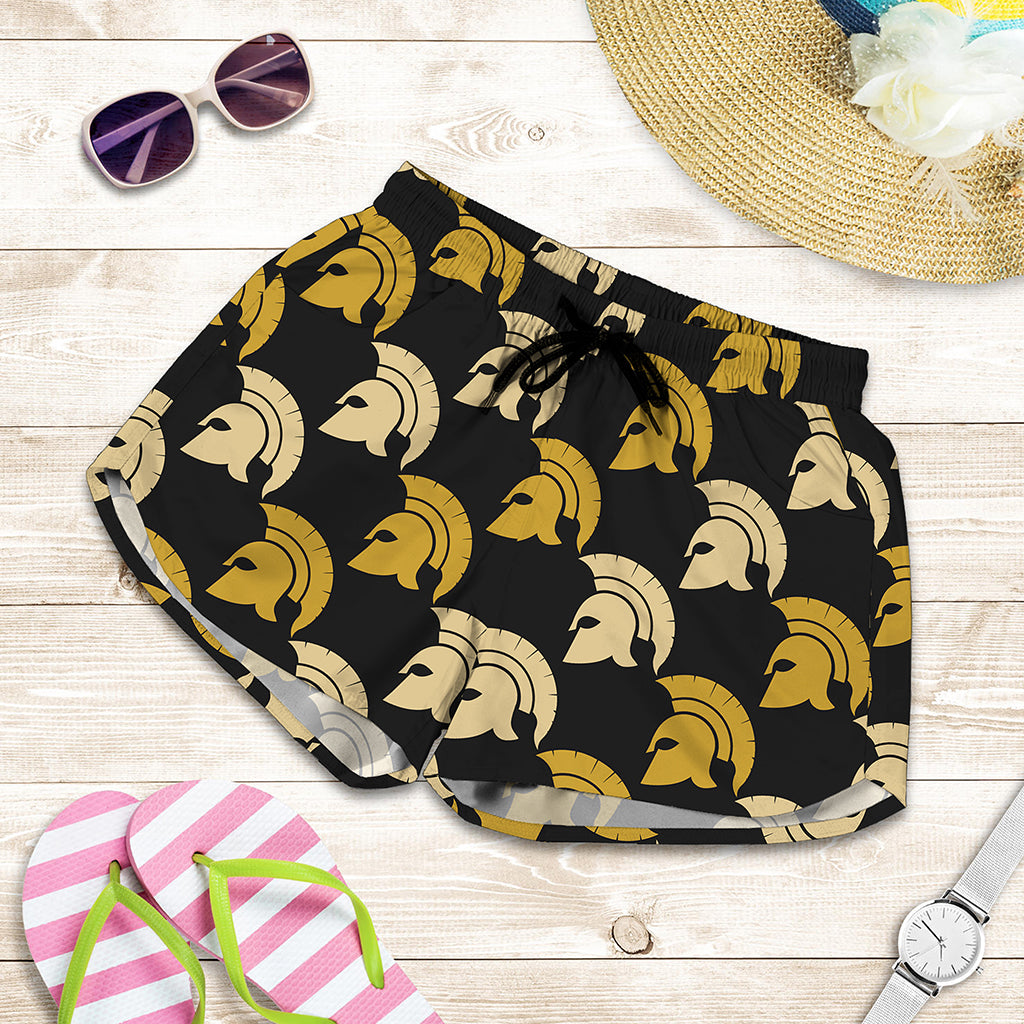 Spartan Warrior Helmet Pattern Print Women's Shorts