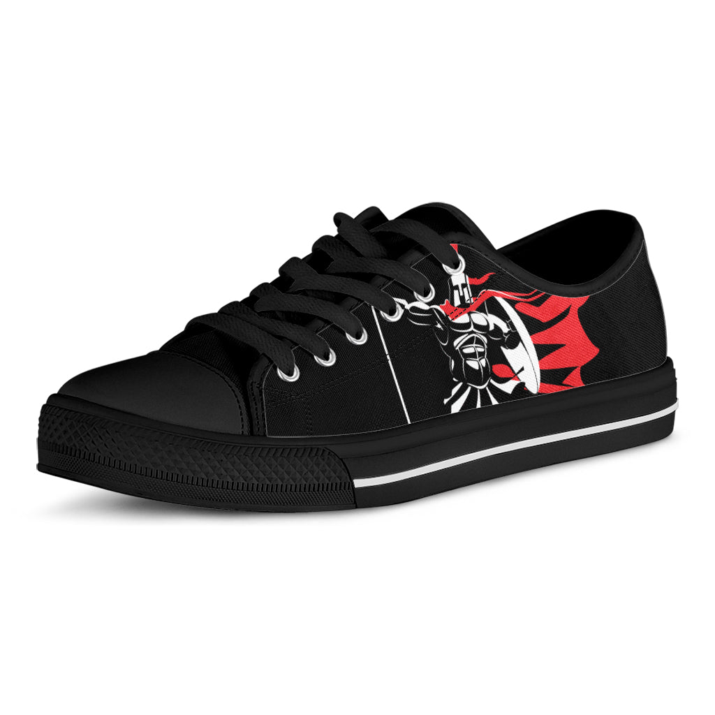 Spartan Warrior Print Black Low Top Shoes