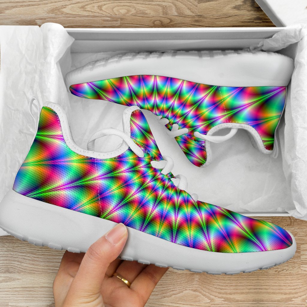 Spiky Psychedelic Optical Illusion Mesh Knit Shoes GearFrost