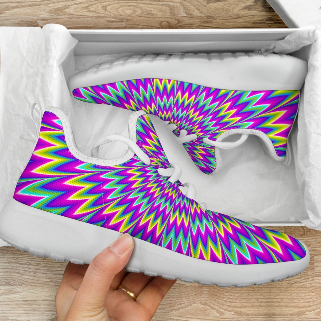 Spiky Spiral Moving Optical Illusion Mesh Knit Shoes GearFrost