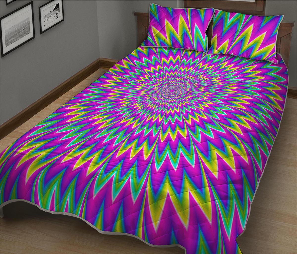 Spiky Spiral Moving Optical Illusion Quilt Bed Set Gearfrost 