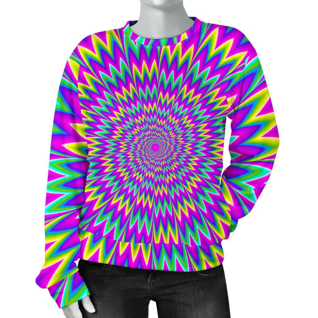 Spiky Spiral Moving Optical Illusion Women's Crewneck Sweatshirt GearFrost