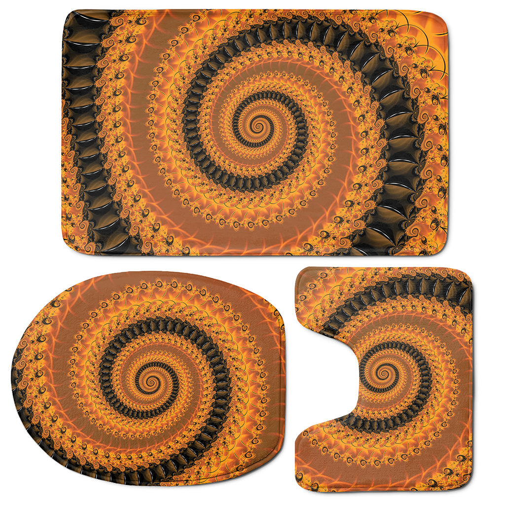 Spiral Fractal Print 3 Piece Bath Mat Set