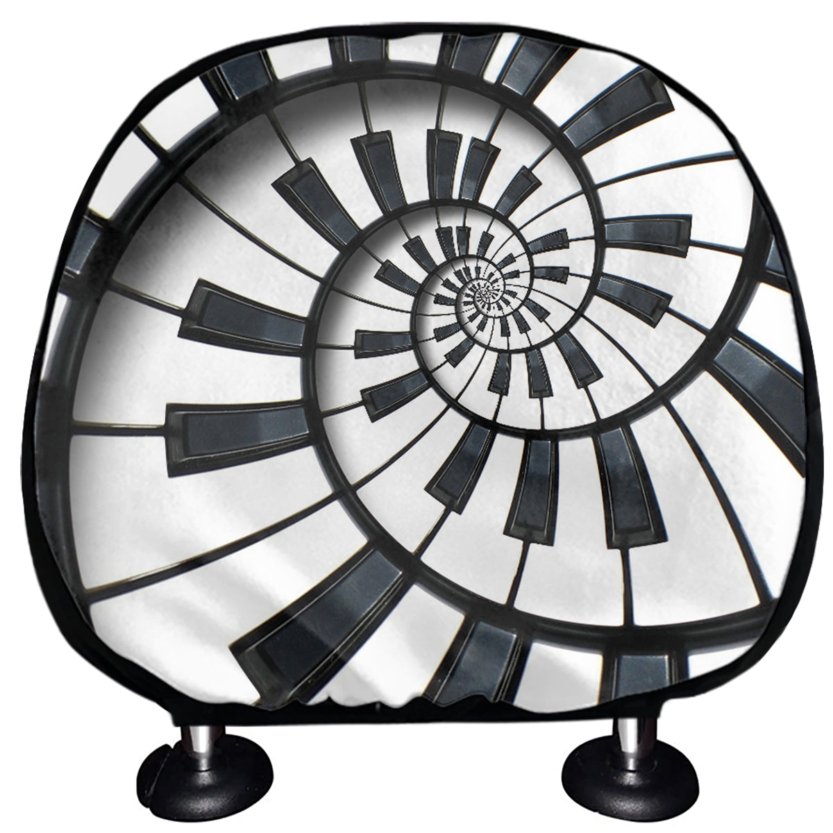 Spiral Piano Keyboard Print Car Headrest Covers