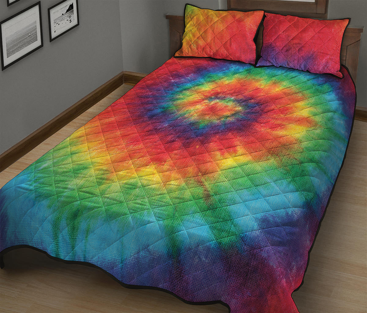 Spiral Tie Dye Print Quilt Bed Set