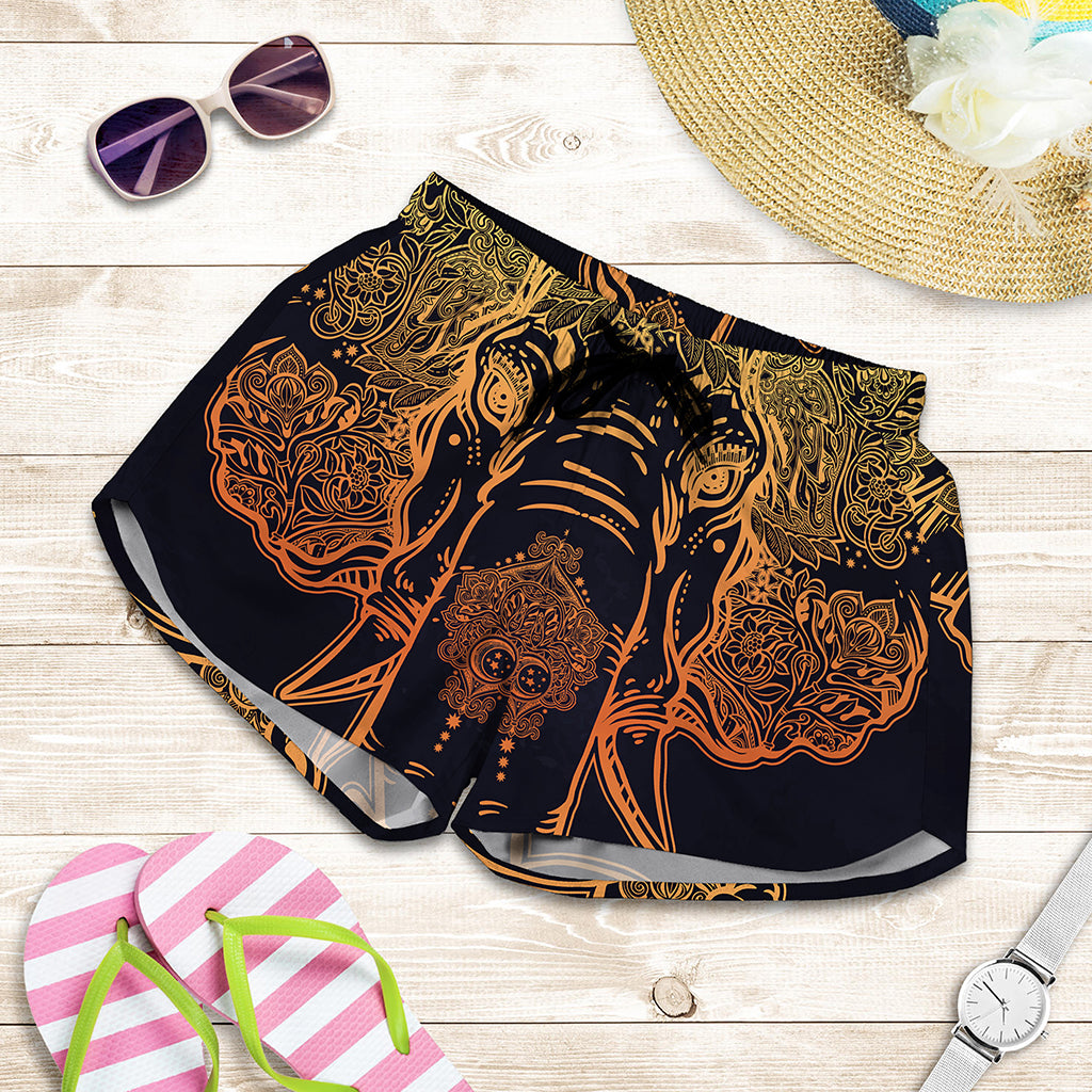 Spiritual Elephant Mandala Print Women's Shorts