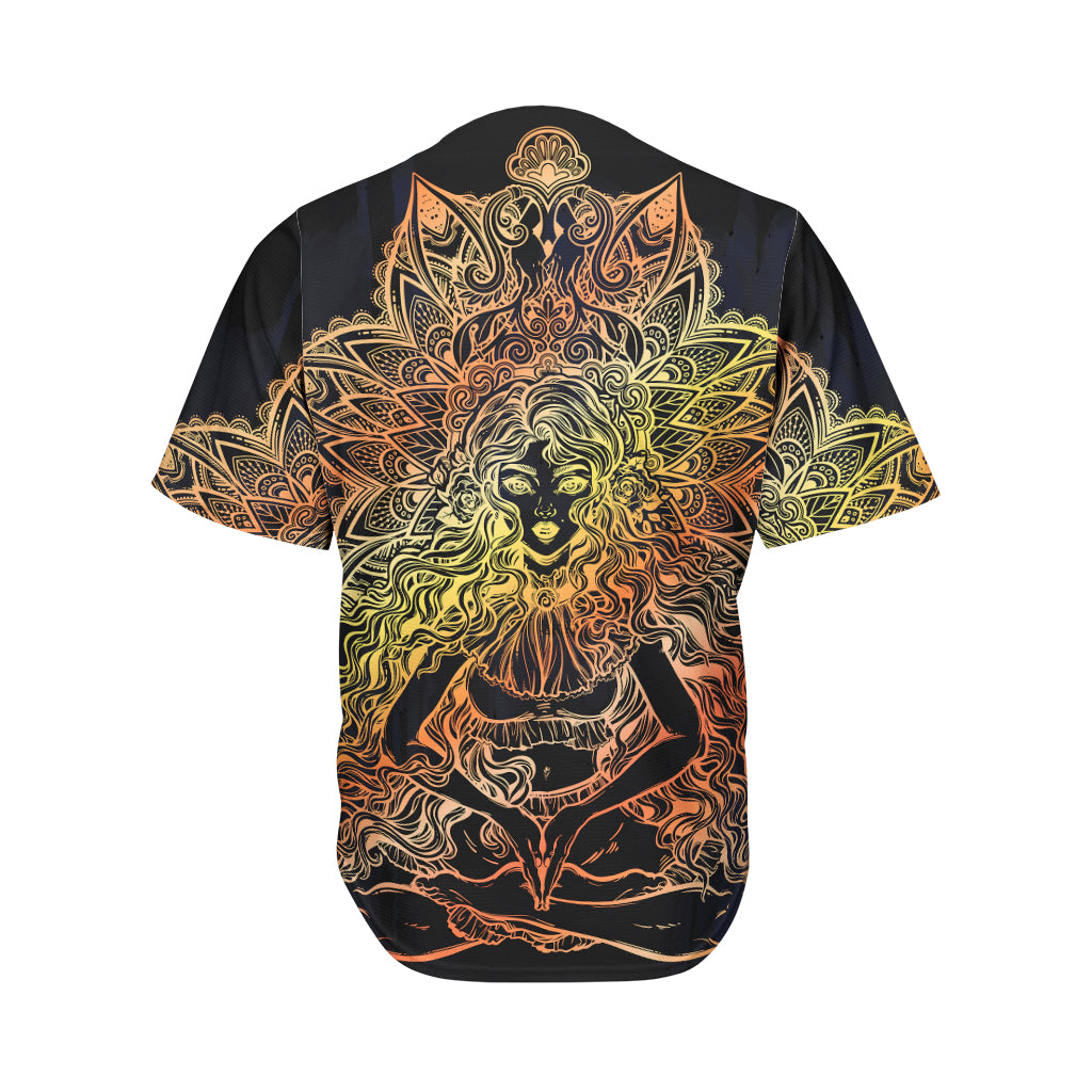 Spiritual Girl Mandala Print Men's Baseball Jersey