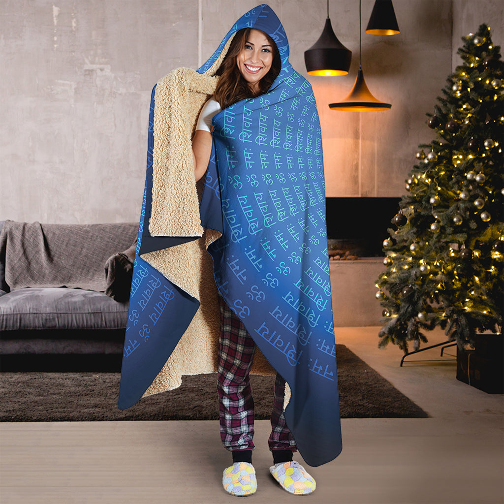 Spiritual Om Sign Print Hooded Blanket