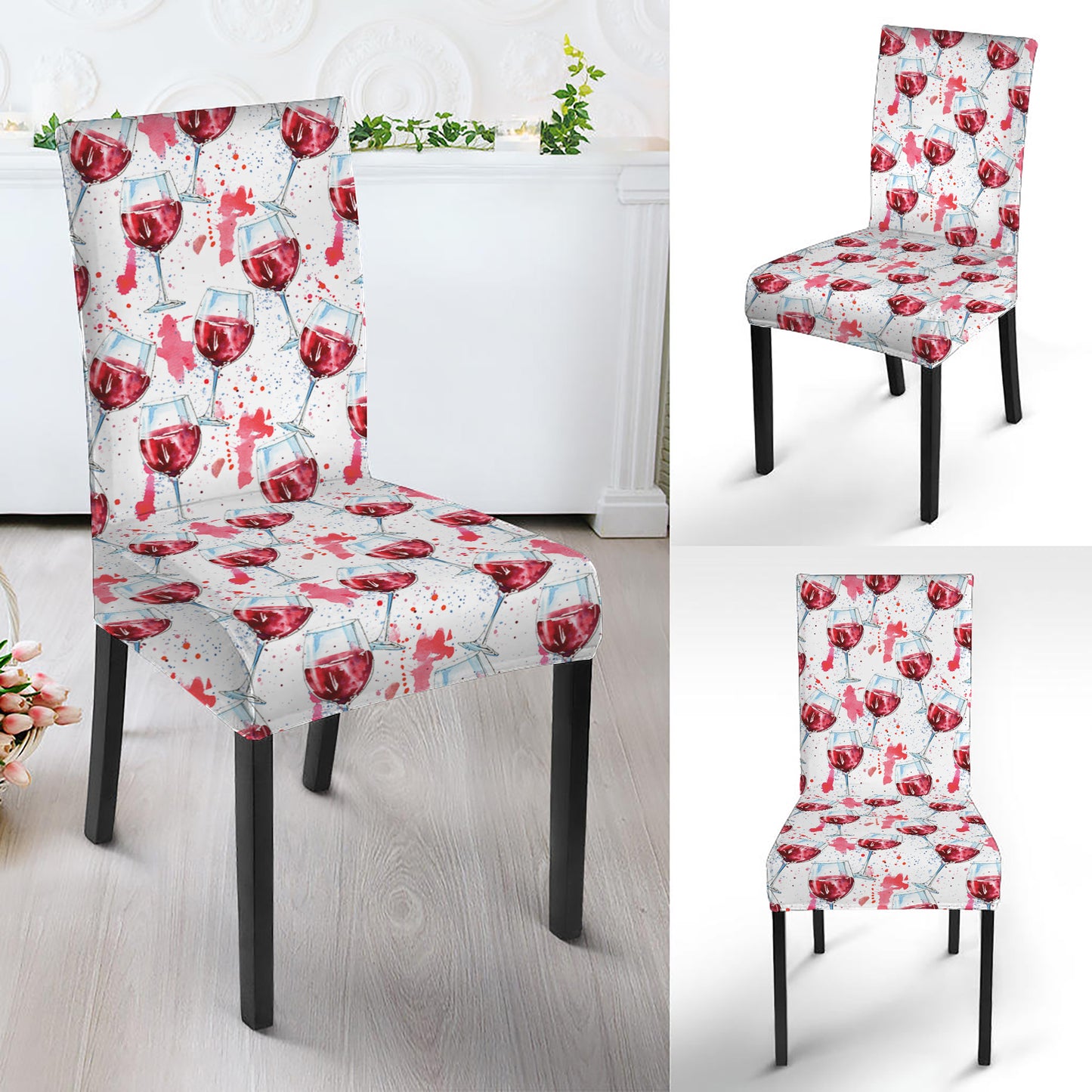 Splash Wine Pattern Print Dining Chair Slipcover