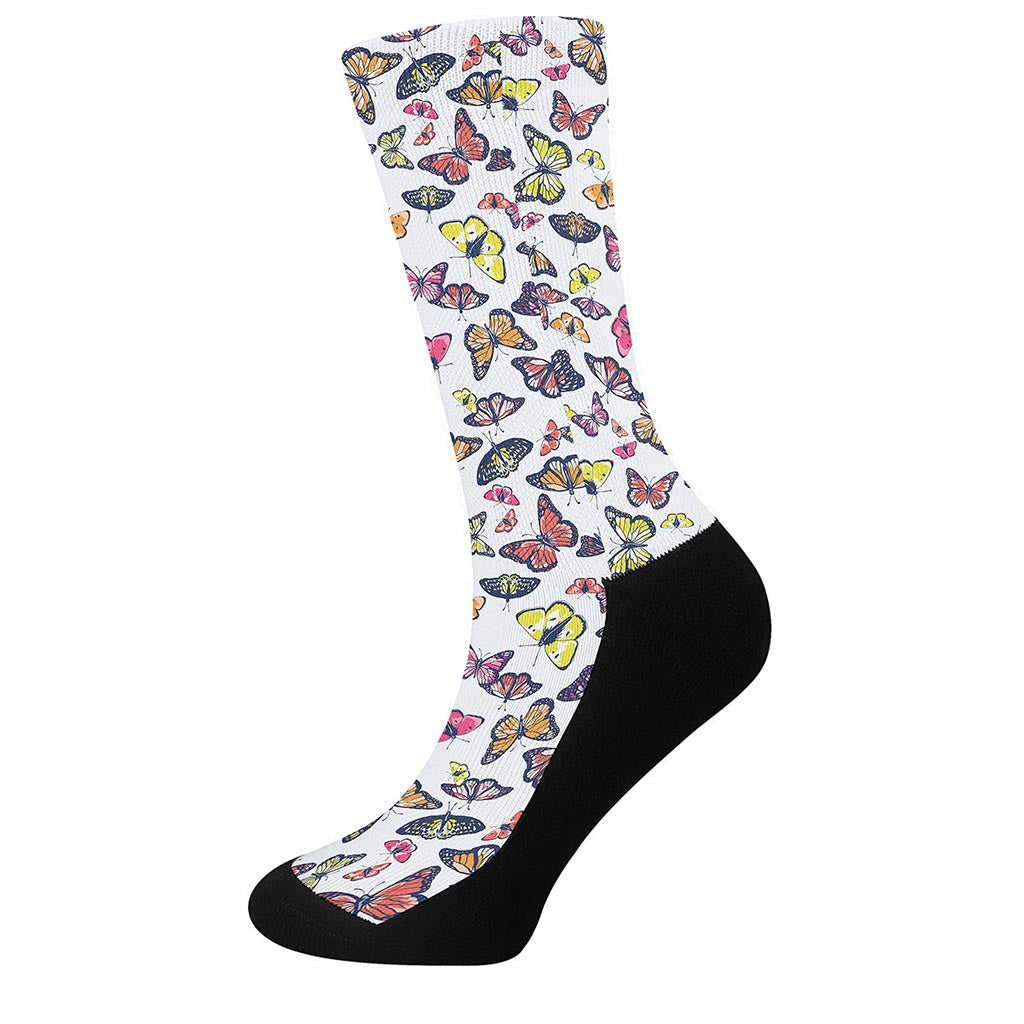 Spring Butterfly Pattern Print Crew Socks