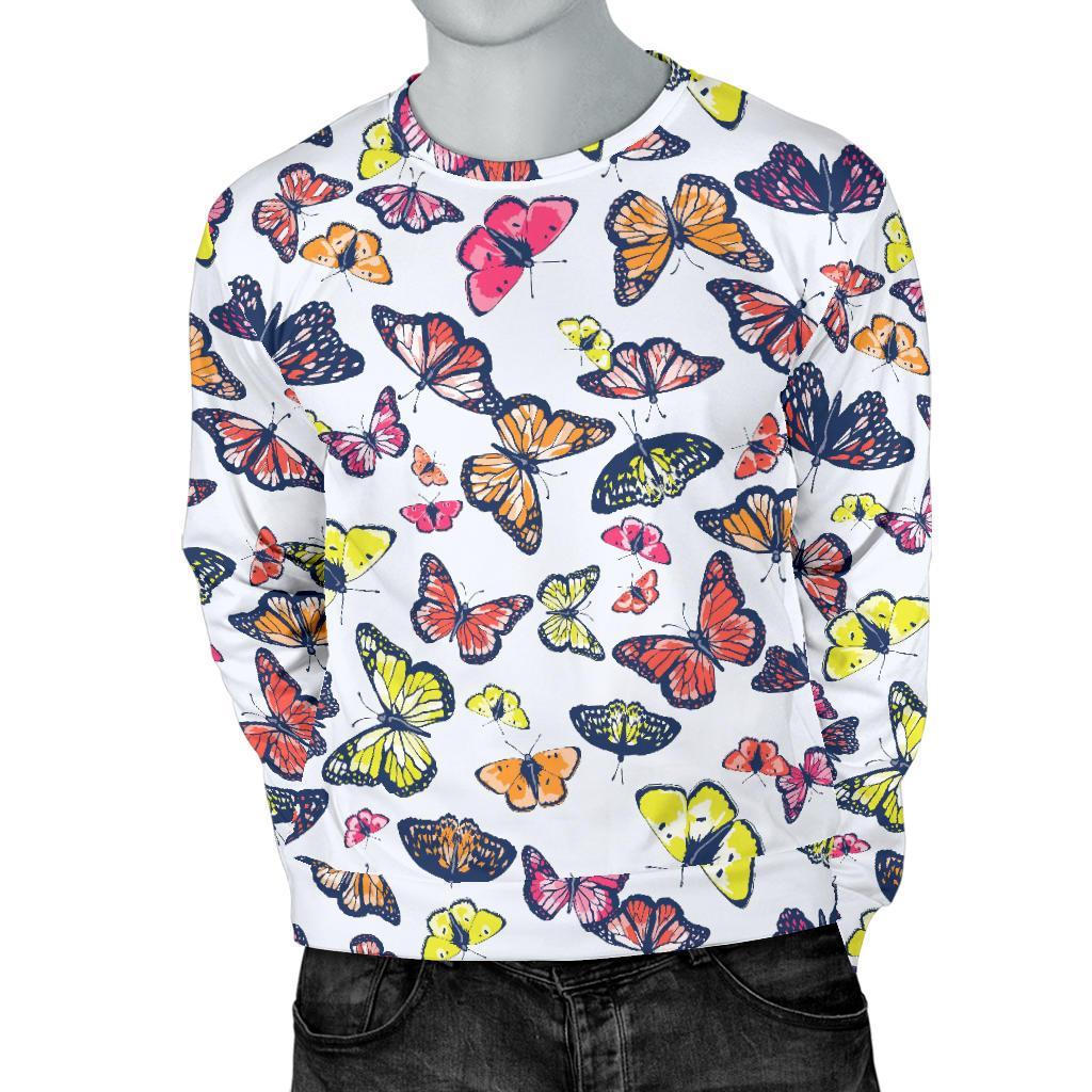 Spring Butterfly Pattern Print Men's Crewneck Sweatshirt GearFrost