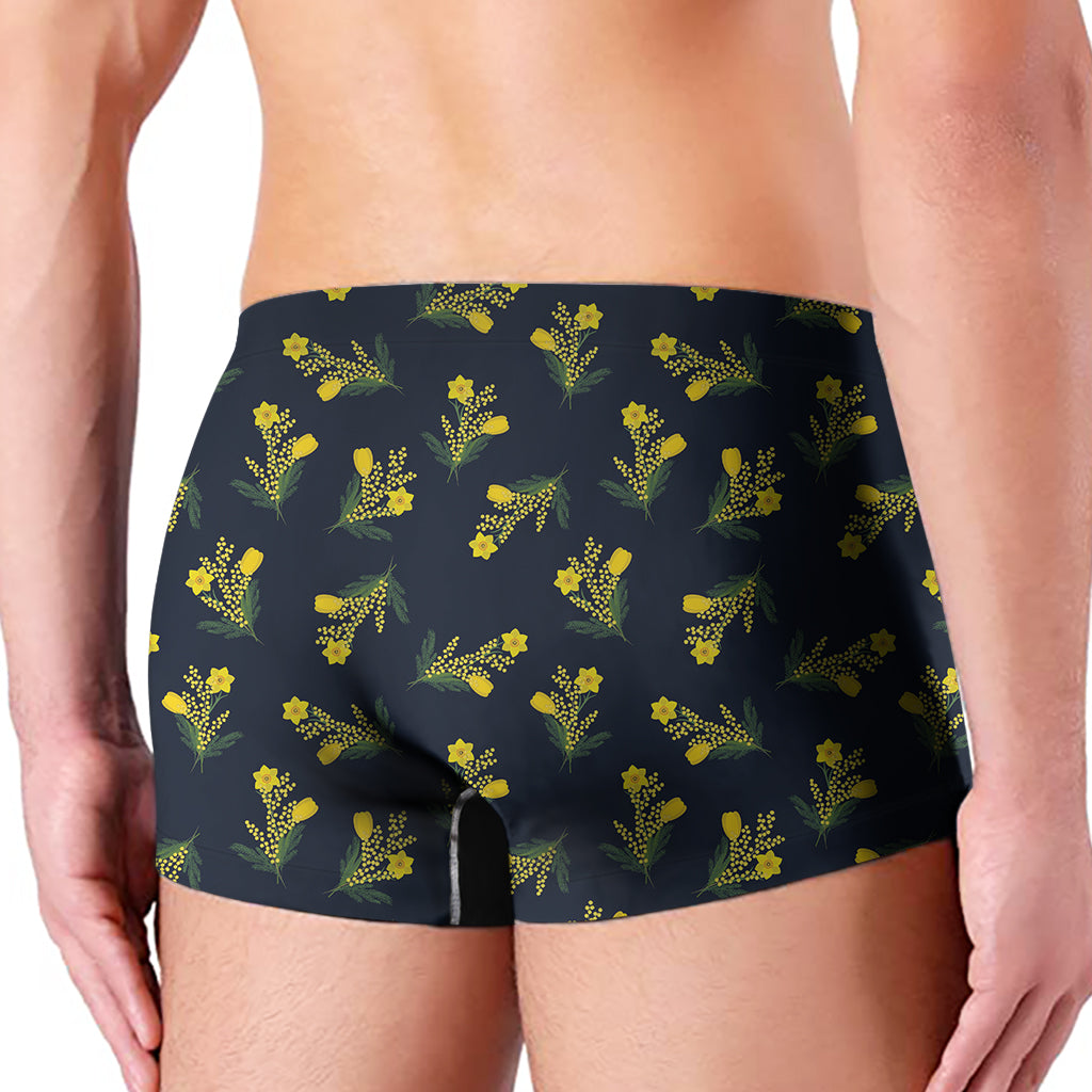 Spring Daffodil Flower Pattern Print Men's Boxer Briefs