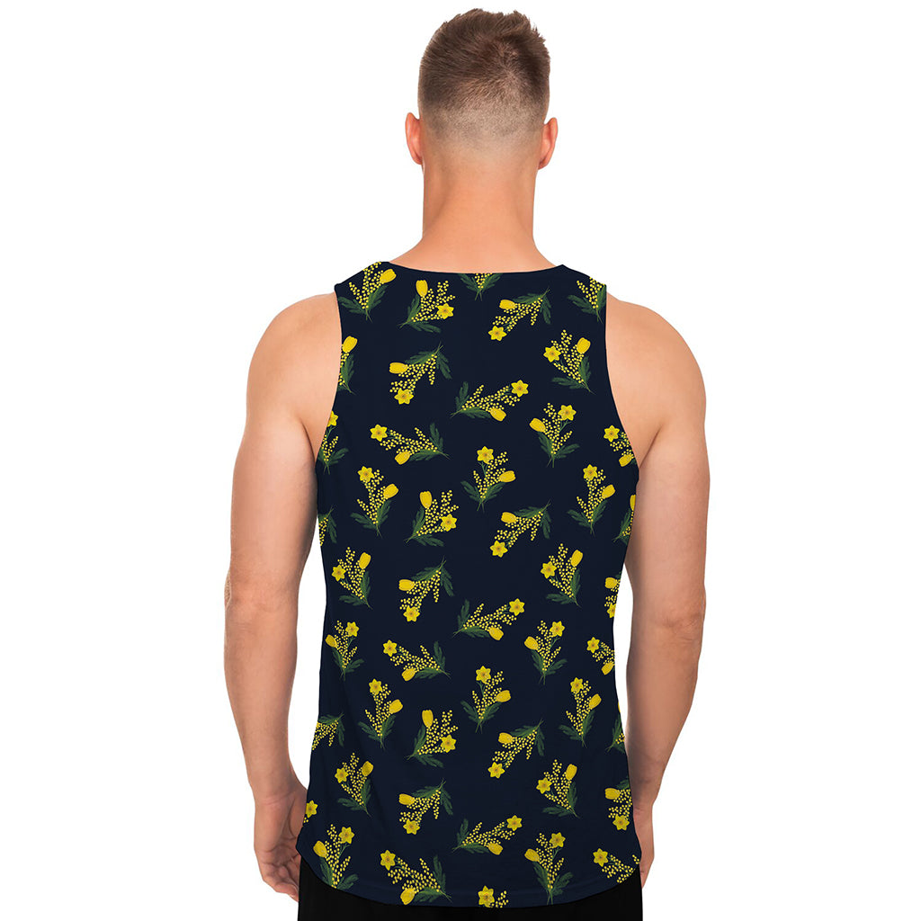 Spring Daffodil Flower Pattern Print Men's Tank Top
