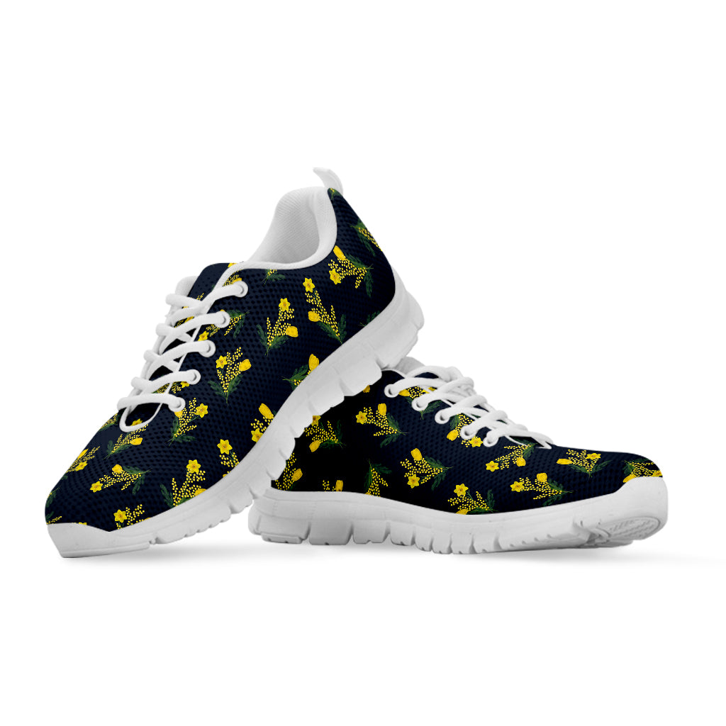 Spring Daffodil Flower Pattern Print White Sneakers