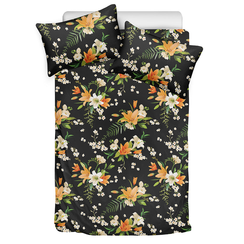 Spring Lily Flowers Pattern Print Duvet Cover Bedding Set