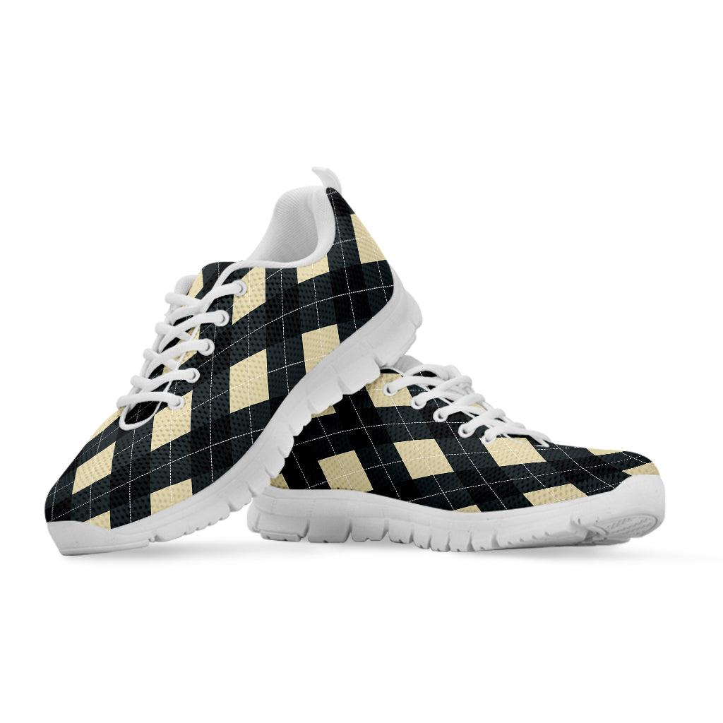 Spruce Blue And Beige Argyle Print White Sneakers