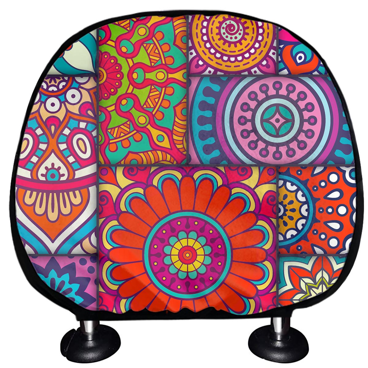 Square Bohemian Mandala Patchwork Print Car Headrest Covers