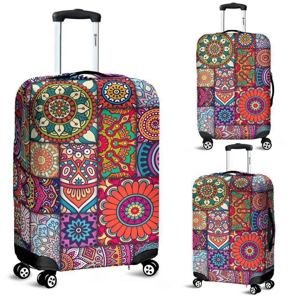 Square Bohemian Mandala Patchwork Print Luggage Cover GearFrost