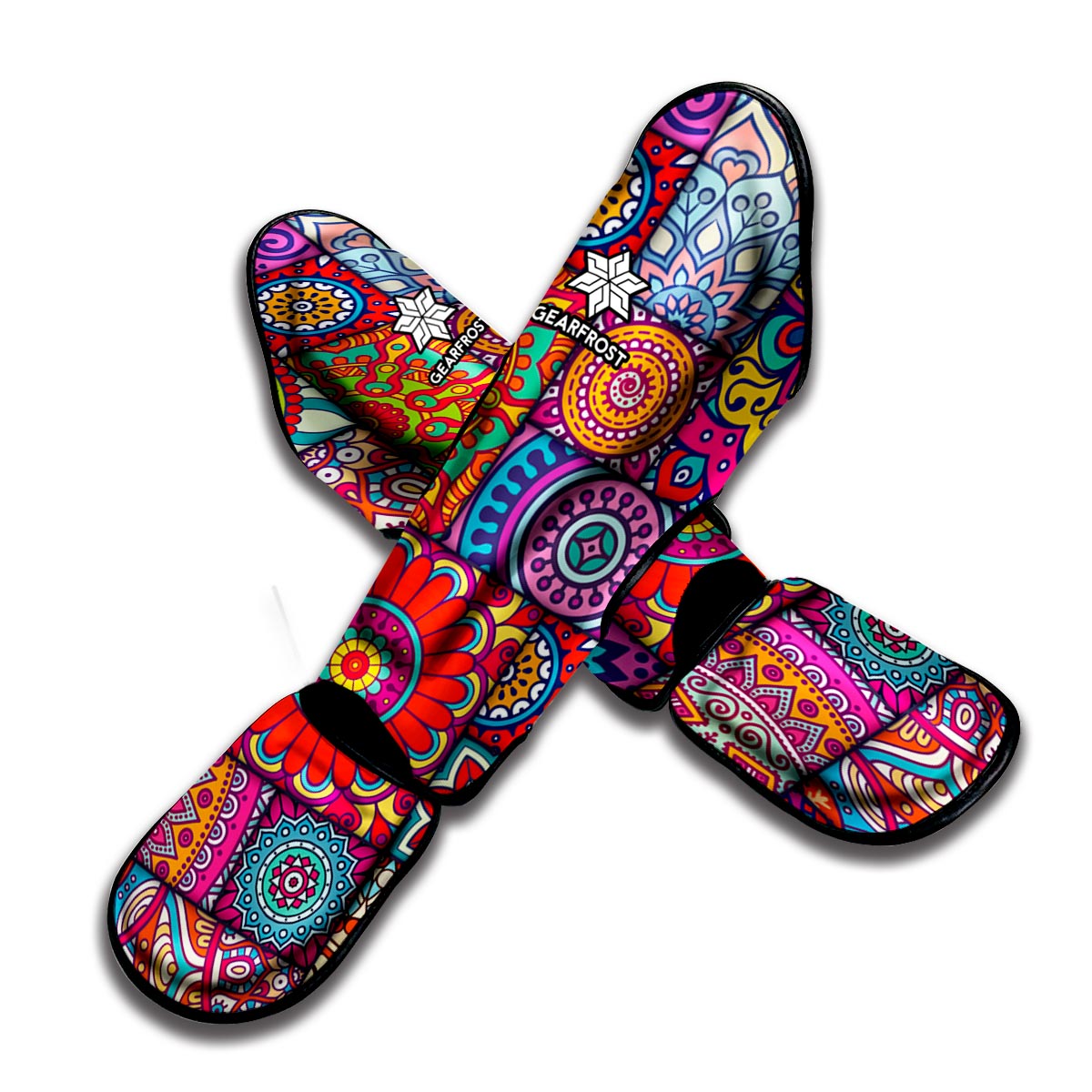 Square Bohemian Mandala Patchwork Print Muay Thai Shin Guard